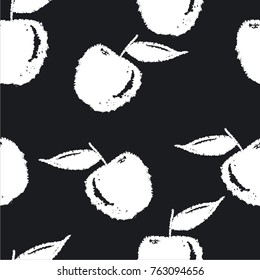Seamless vector monochrome pattern grunge post stamp apple