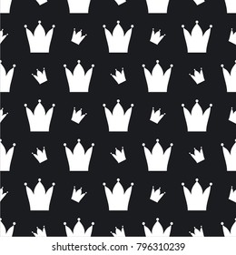 Seamless vector monochrome pattern grunge post stamp crown