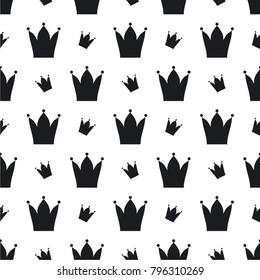 Seamless vector monochrome pattern grunge post stamp crown