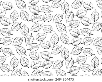 Seamless vector monochrome pattern with leaves on transparent background. Botanical modern nature background for interior design, textile, posters, wrappers, fabric, cover, banner and invitation