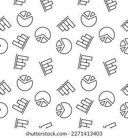 Seamless vector monochrome pattern of progress bar and pie chart for covers, shops, wrappers, sites, apps