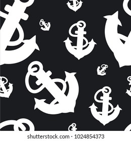 Seamless vector monochrome pattern whith anchor