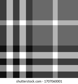 Seamless vector monochrome tartan pattern. Plaid background. Classic fashion wool pattern. For fabric, textile, wrapping, cover etc.