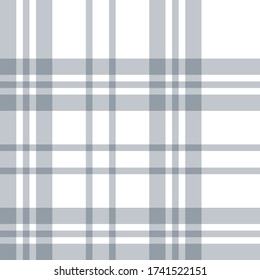 Seamless vector monochrome white tartan pattern. Plaid background. Classic fashion wool pattern. For fabric, textile, wrapping, cover etc.