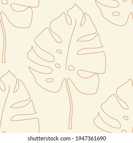 Seamless vector monstera leaves pattern. Tropical exotic botanical background. For fabric, textile, wrapping, cover, web etc. 10 eps design.