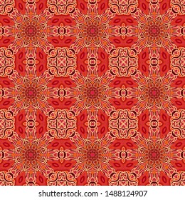 Seamless vector mosaic tile pattern, oriental bohemian style
