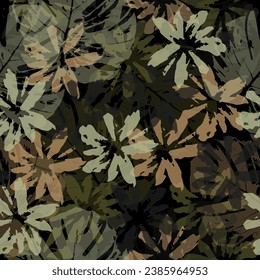 seamless vector multi color flowers pattern on navy background seamless background