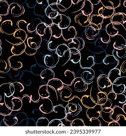 seamless vector multi color flowers pattern on navy background seamless background