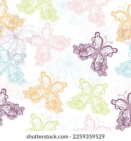 Seamless vector multicolor butterflies pattern. Butterfly on leopard print.  Seamless texture. Grunge. Vector eps 10