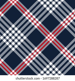Patrón tartán diagonal multicolor sin fisuras vectoriales. Colocar fondo. Patrón clásico de lana de moda. Para tejidos, tejidos, envolturas, revestimientos, etc.