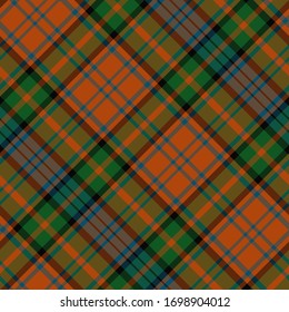 Seamless vector multicolor diagonal  tartan pattern. Plaid background. Classic fashion wool pattern. For fabric, textile, wrapping, cover etc.