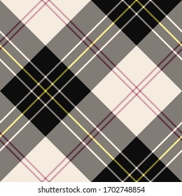 Nahtlose Vektorillustration mehrfarbiges diagonales Tartan Muster. Plaid Hintergrund. Klassisches Wollmuster aus der Mode. Für Gewebe, Textilien, Umhüllung, Deckel usw.