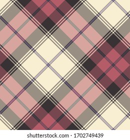 Seamless vector multicolor diagonal  tartan pattern. Plaid background. Classic fashion wool pattern. For fabric, textile, wrapping, cover etc.