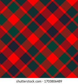 Nahtlose Vektorillustration mehrfarbiges diagonales Tartan Muster. Plaid Hintergrund. Klassisches Wollmuster aus der Mode. Für Gewebe, Textilien, Umhüllung, Deckel usw.