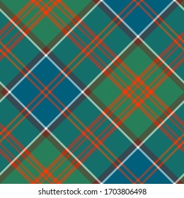 Seamless vector multicolor diagonal tartan pattern. Plaid background. Classic fashion wool pattern. For fabric, textile, wrapping, cover etc.