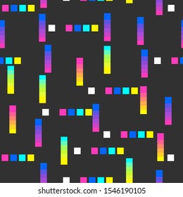 Seamless vector multicolor gradient lines pattern. Trendy pixel art background. For cover, wrapping, fabric, textile, web etc. 10 eps design.
