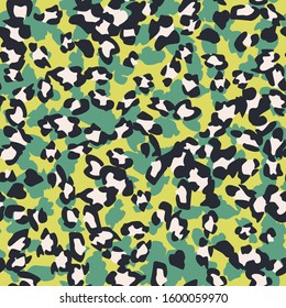 Seamless vector multicolor leopard spots pattern. Stylish wild leopard print. Animal print background for fabric, textile, cover, wrapping etc. 10 eps design.