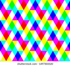 Seamless vector multicolor mosaic triangles pattern. Stylish repeat abstract colorful background for fabric, textile, web, cover, wrapping etc. 10 eps deign.