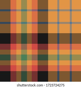 Seamless vector multicolor orange tartan pattern. Plaid background. For design, fabric, textile, wrapping, cover etc.