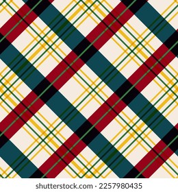 Seamless vector multicolor plaid pattern. Tartan background. Classic pattern. For fabric, textile, wrapping, cover etc.