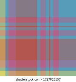 Seamless vector multicolor red and blue tartan pattern. Plaid background. Classic fashion wool pattern. For design,  fabric, textile, wrapping, cover etc.