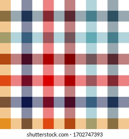 Patrón tartán multicolor vectorial sin problemas. Colocar fondo. Patrón clásico de lana de moda. Para tejidos, tejidos, envolturas, revestimientos, etc.