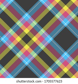 Seamless vector multicolor tartan pattern. Plaid background. Classic fashion wool pattern. For fabric, textile, wrapping, cover etc.