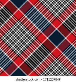 Seamless vector multicolor tartan pattern. Plaid background. Classic fashion ornate pattern. For fabric, textile, wrapping, cover etc.
