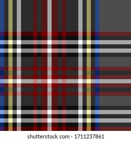 Seamless vector multicolor tartan pattern. Plaid background. Classic fashion ornate pattern. For fabric, textile, wrapping, cover etc.
