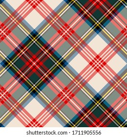 Seamless vector multicolor tartan pattern. Plaid background. Classic fashion ornate pattern. For fabric, textile, wrapping, cover etc.