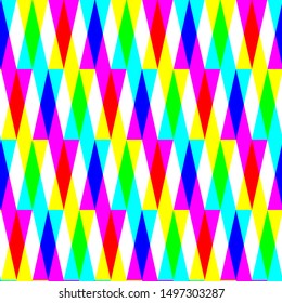 Seamless vector multicolor triangles pattern. Bright repeat abstract background for fabric, textile, web, cover, wrapping etc. 10 eps deign.