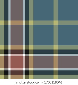 Nahtloser Vektor multicolor türkis-tartan Muster. Plaid Hintergrund. Klassisches Wollmuster. Für Design, Stoff, Textilien, Verpackung, Abdeckung usw.