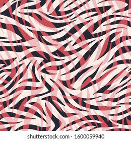 Seamless vector multicolor zebra stripes pattern. Stylish wild zebra print. Animal print background for fabric, textile, cover, wrapping etc. 10 eps design.
