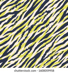 Seamless vector multicolor zebra stripes pattern. Stylish wild outline zebra print. Animal print background for fabric, textile, cover, wrapping etc. 10 eps design.