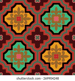 seamless vector multicolored geometric oriental nomad pattern