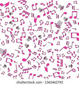 Seamless vector music notes symbols design pattern.