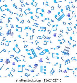 Seamless vector music notes symbols design pattern.