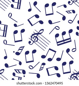 Seamless vector music notes symbols design pattern.