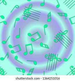 Seamless vector music notes symbols design pattern.