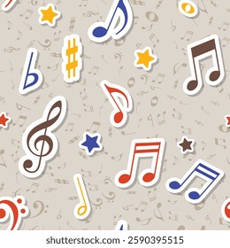 Seamless Vector Music Pattern – Repeating Melody and Notes Background
