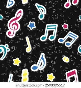 Seamless Vector Music Pattern – Repeating Melody and Notes Background
