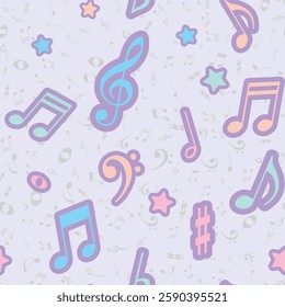 Seamless Vector Music Pattern – Repeating Melody and Notes Background
