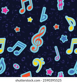 Seamless Vector Music Pattern – Repeating Melody and Notes Background
