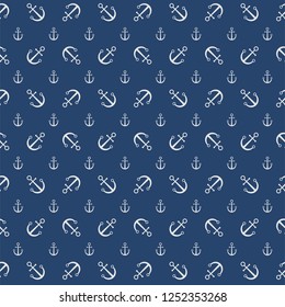 Seamless vector nautical pattern of anchors. Abstract decorative graphic illustration for background, patterns and prints. perfect for beach and seaside trend.