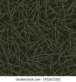 Agujas vectoriales sin foco en un fondo oscuro. Nuevo patrón de camuflaje.