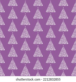 Seamless vector oprnament - cute christmas trees pattern magenta tone