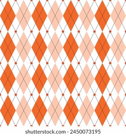Patrón de cuadros de argyle clásico de color naranja de Vector sin costuras, diseño de patrón de suéter, fondo de textura de tela.