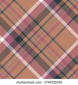 Seamless vector orange red tartan pattern. Plaid background. Classic fashion ornate pattern. For design, fabric, textile, wrapping etc.