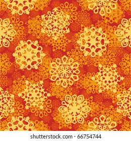 seamless vector with orange snowflakes. Vector illustration