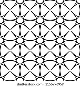 Seamless vector oriental arabic mosaic pattern/ Black and white colored ornamental decorative background